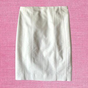Express [Size 2 EUC] White High Waisted Midi Skirt with Pleated Back Slit